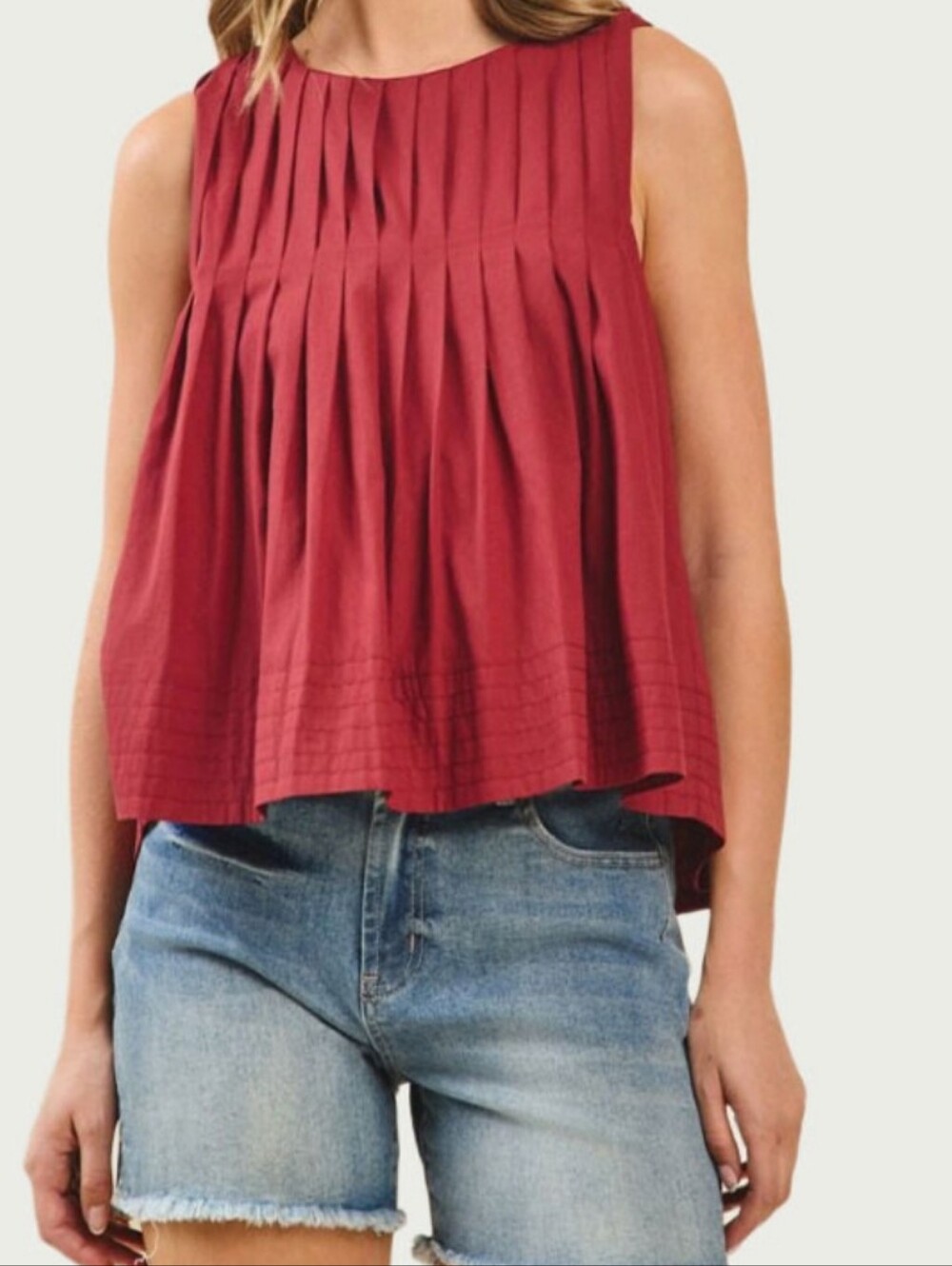 TCEC Taylor Burgundy Pleated Tank Top